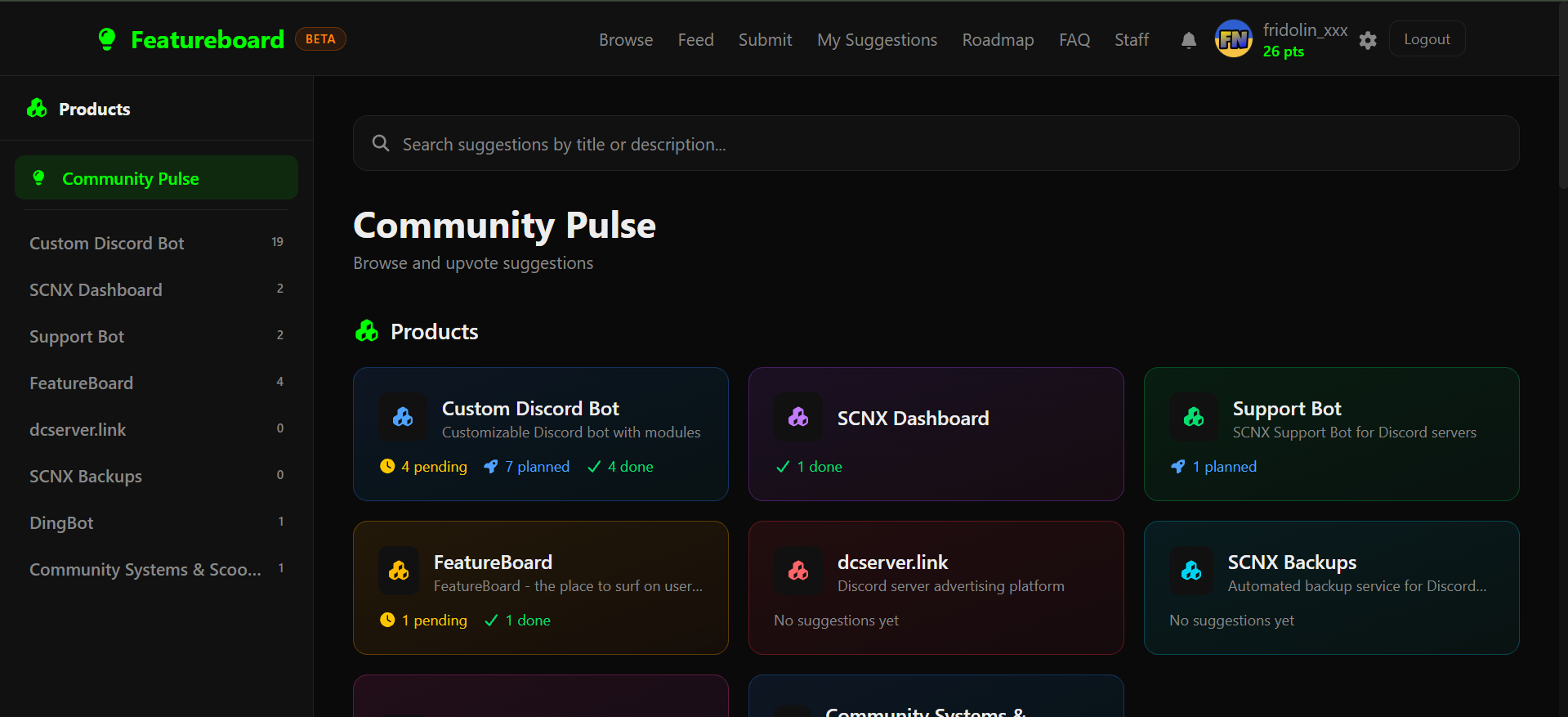 Featureboard AI Dashboard Screenshot