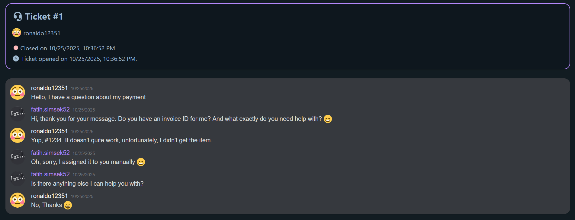Screenshot showing a ticket on our web-based ticket log viewer